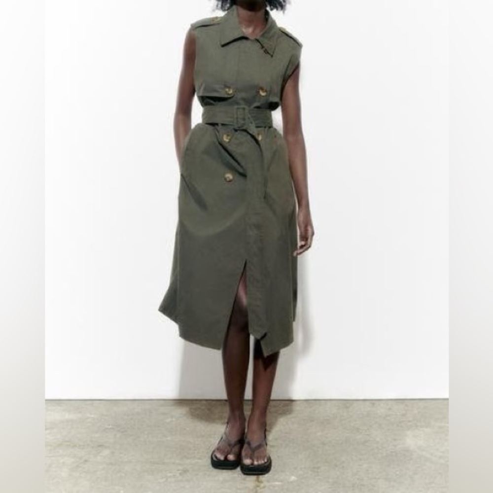 Zara Military Green Trench-dress